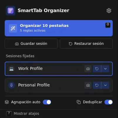 Contenido detallado del popup con estadísticas, perfiles anclados y acceso rápido.