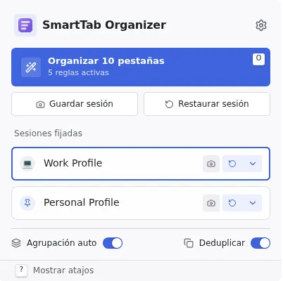 Contenido detallado del popup con estadísticas, perfiles anclados y acceso rápido.